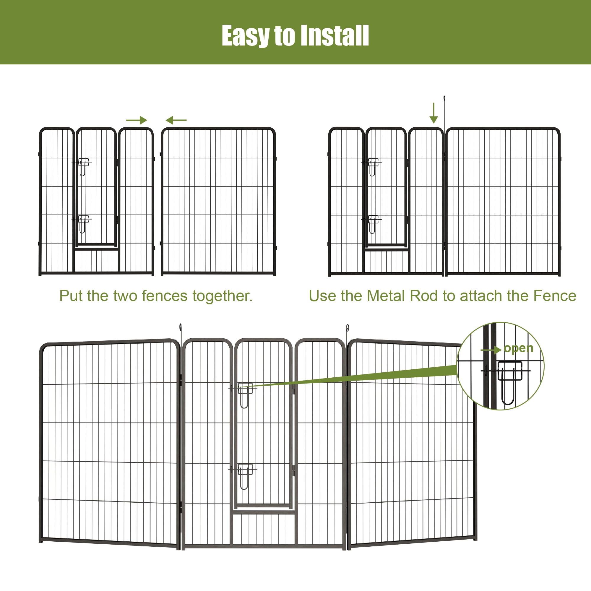 Dog Playpen For Large Medium And Small Dogs Foldable Pet Exercise Pen_voghion.com